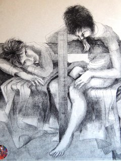 079 - Adolescenti  (Adolescents ) - cm. 70x50 - Litografia (Lithography)